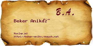 Beker Anikó névjegykártya